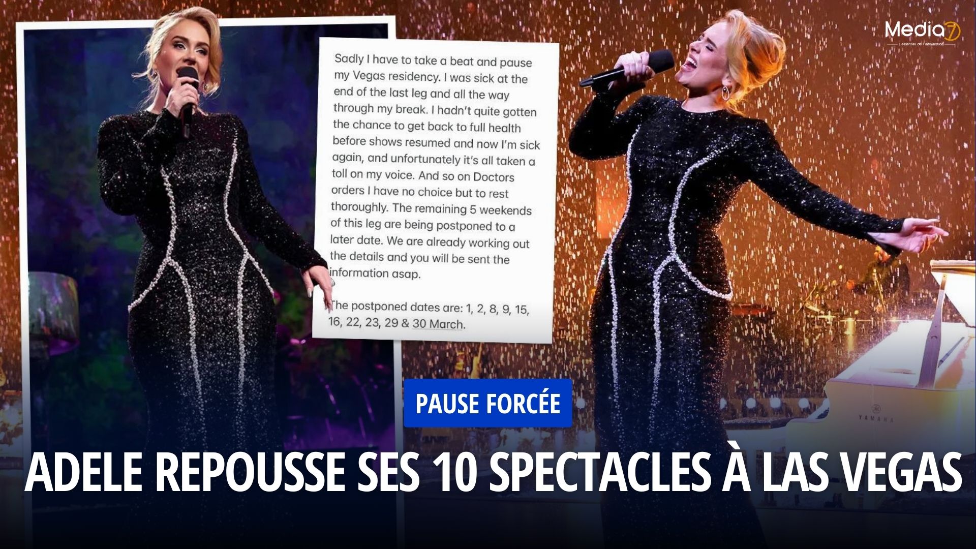 Adele repousse 10 spectacles à cause de problèmes de santé