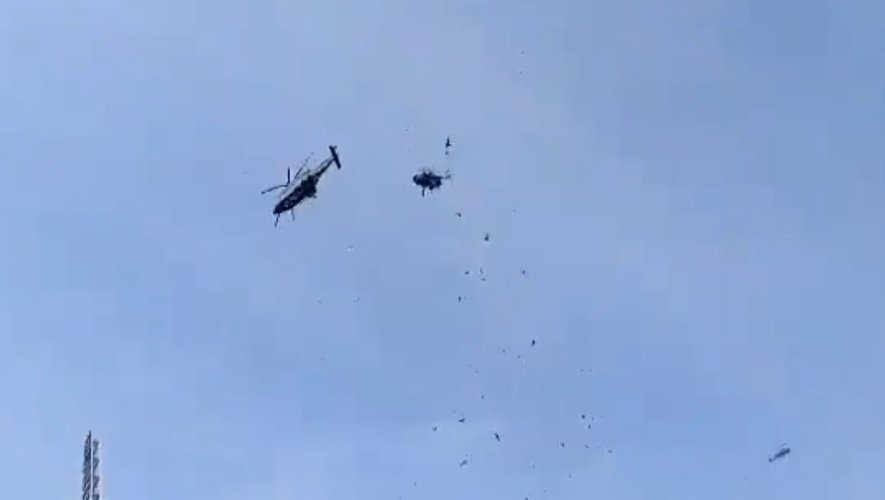 Les répétitions du défilé militaire tournent au drame : deux hélicoptères entrent en collision, aucun survivant, les terribles images de l’accident